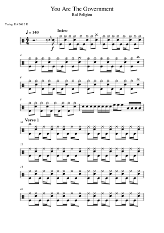 Bad Religion You Are The Government score for Drums