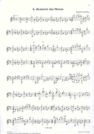 Baden Powell Acalanto Das Nonas score for Acoustic Guitar