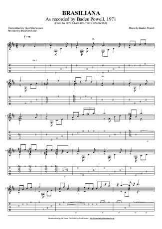 Baden Powell Brasiliana score for Acoustic Guitar