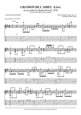 Baden Powell Chanson De L Adieu score for Acoustic Guitar