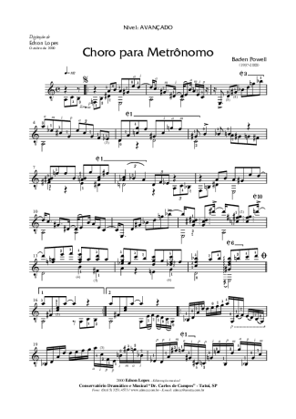 Baden Powell Choro para Metrônomo score for Acoustic Guitar
