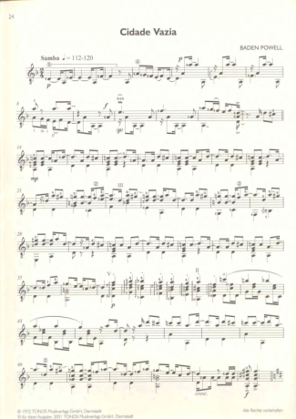 Baden Powell Cidade Vazia score for Acoustic Guitar