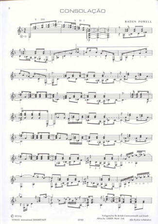 Baden Powell Consolação score for Acoustic Guitar