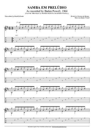 Baden Powell Samba Em Prelúdio score for Acoustic Guitar