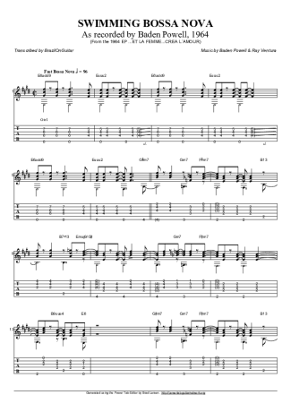 Baden Powell Swimming Bossa Nova score for Acoustic Guitar
