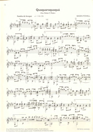 Baden Powell Vou Deitar E Rolar score for Acoustic Guitar