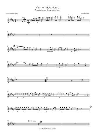 Banda Gerd Vem Amado Nosso score for Alto Saxophone