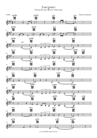 Barbra Streisand Evergreen score for Acoustic Guitar
