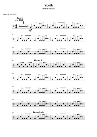 Beach Fossils Youth score for Drums