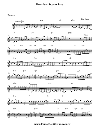 Bee Gees How Deep is Your Love score for Trumpet