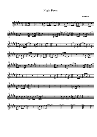 Bee Gees Night Fever score for Alto Saxophone