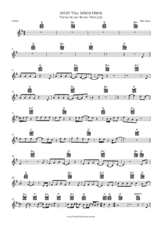 Bee Gees Wish You Were Here score for Acoustic Guitar