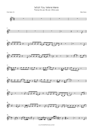 Bee Gees Wish You Were Here score for Clarinet (C)