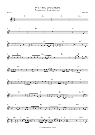 Bee Gees Wish You Were Here score for Keyboard