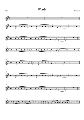Bee Gees Words score for Violin