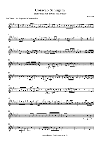 Belchior Coração Selvagem score for Clarinet (Bb)