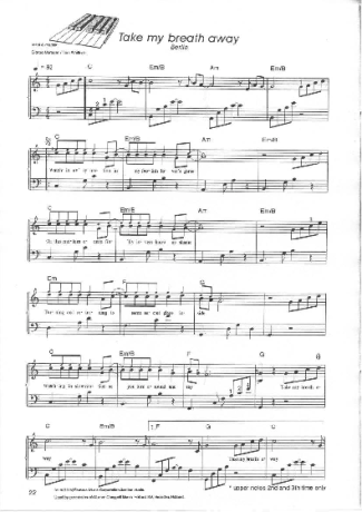 Berlin Take My Breath Away (Tema do Filme Top Gun) score for Piano