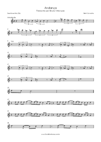 Beth Carvalho Andança score for Alto Saxophone