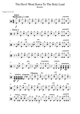 Betzefer The Devil Went Down To The Holy Land score for Drums
