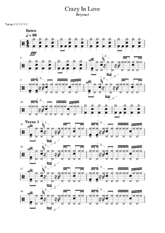 Beyoncé Crazy In Love score for Drums