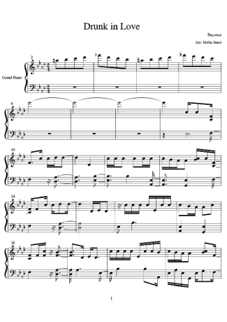 Beyoncé Drunk In Love score for Piano