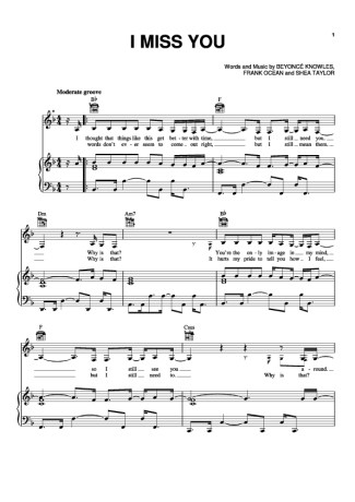 Beyoncé I Miss You score for Piano