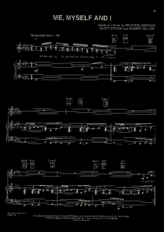 Beyoncé Me, Myself And I score for Piano