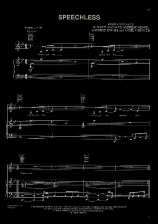 Beyoncé Speechless score for Piano