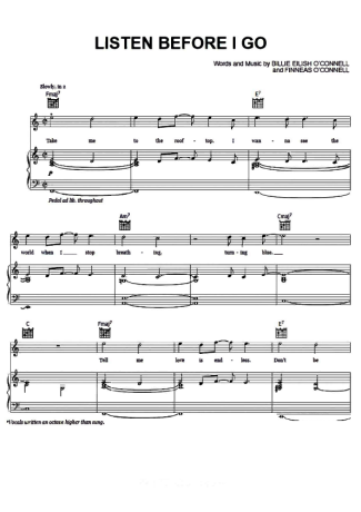 Billie Eilish Listen Before I Go score for Piano