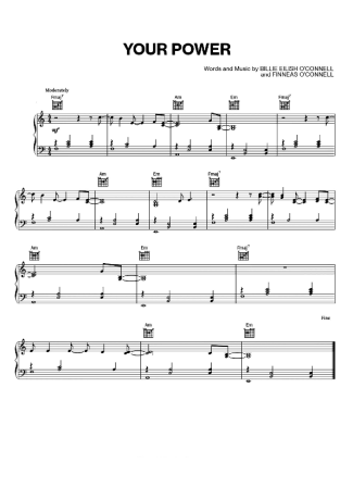 Billie Eilish Your Power score for Piano