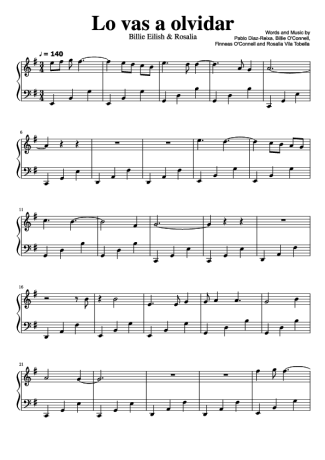 Billie Eilish ft Rosalia Lo Vas A Olvidar score for Piano