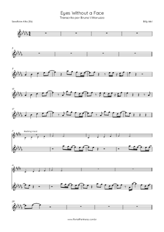 Billy Idol Eyes Without A Face score for Alto Saxophone