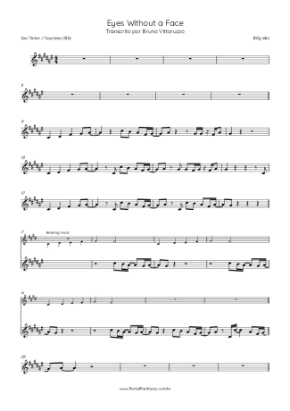 Billy Idol Eyes Without A Face score for Tenor Saxophone Soprano (Bb)