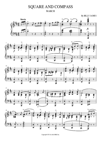 Billy James Square And Compass score for Piano