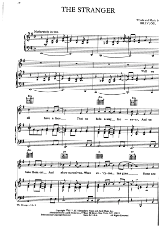 Billy Joel The Stranger 2 score for Piano