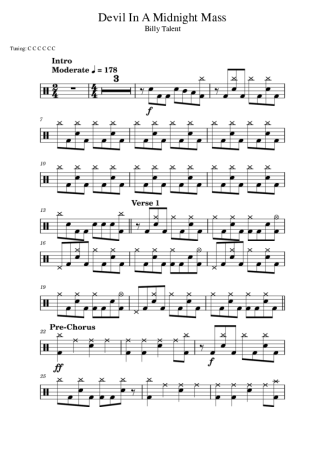 Billy Talent Devil In A Midnight Mass score for Drums