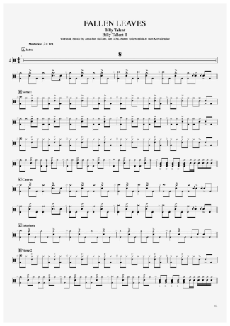 Billy Talent Fallen Leaves score for Drums