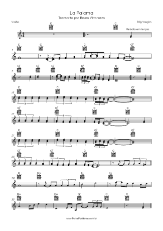 Billy Vaughn La Paloma score for Acoustic Guitar