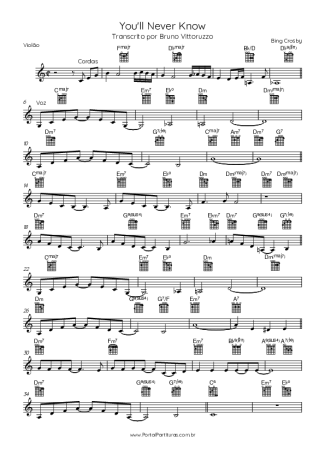 Bing Crosby You´ll Never Know score for Acoustic Guitar