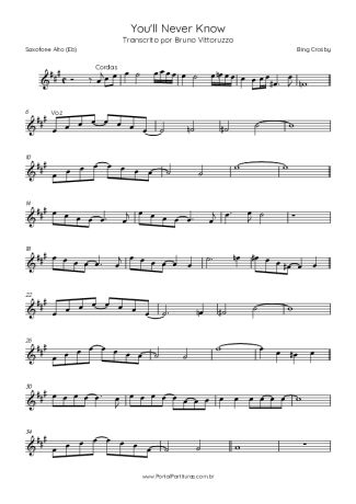 Bing Crosby You´ll Never Know score for Alto Saxophone