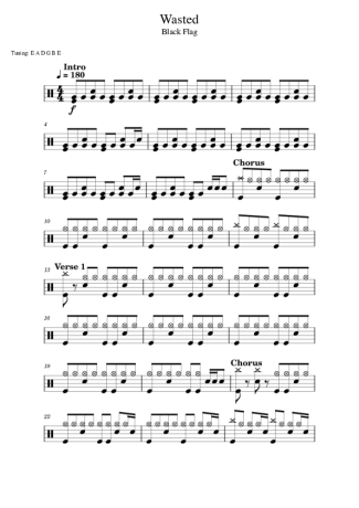 Black Flag Wasted score for Drums