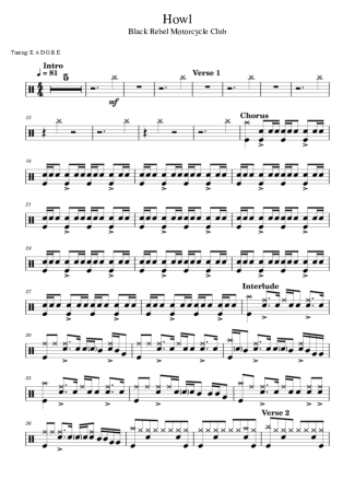 Black Rebel Motorcycle Club Howl score for Drums