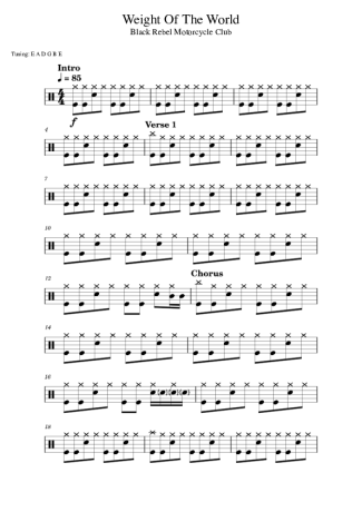 Black Rebel Motorcycle Club Weight Of The World score for Drums