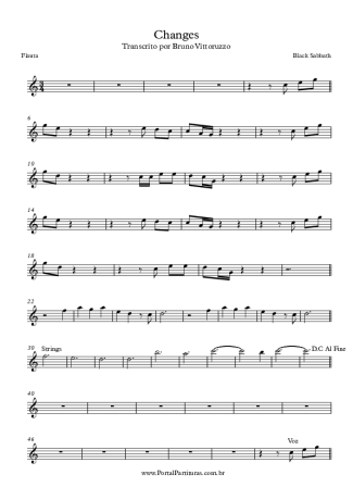 Black Sabbath Changes score for Flute