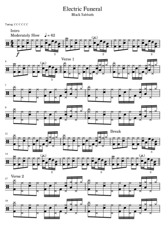 Black Sabbath Electric Funeral score for Drums