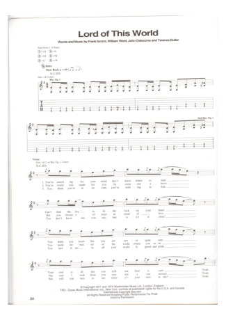 Black Sabbath  score for Guitar