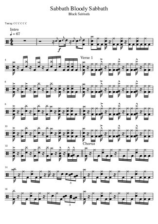 Black Sabbath Sabbath Bloody Sabbath score for Drums