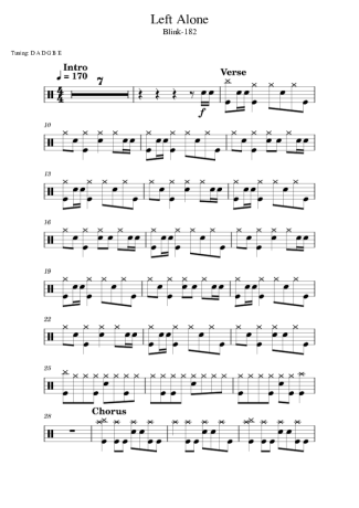 Blink 182 Left Alone score for Drums