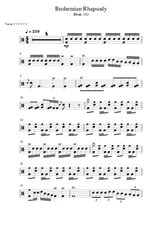 Blink 182 Brohemian Rhapsody score for Drums