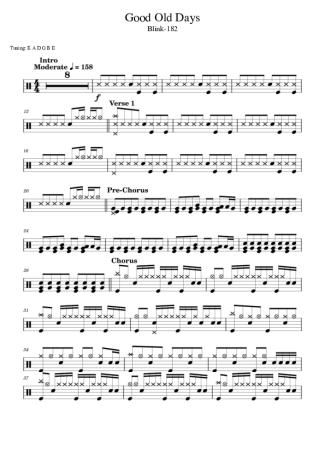 Blink 182 Good Old Days score for Drums